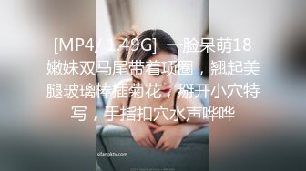 [MP4/ 1.49G]  一脸呆萌18嫩妹双马尾带着项圈，翘起美腿玻璃棒插菊花，掰开小穴特写，手指扣穴水声哗哗